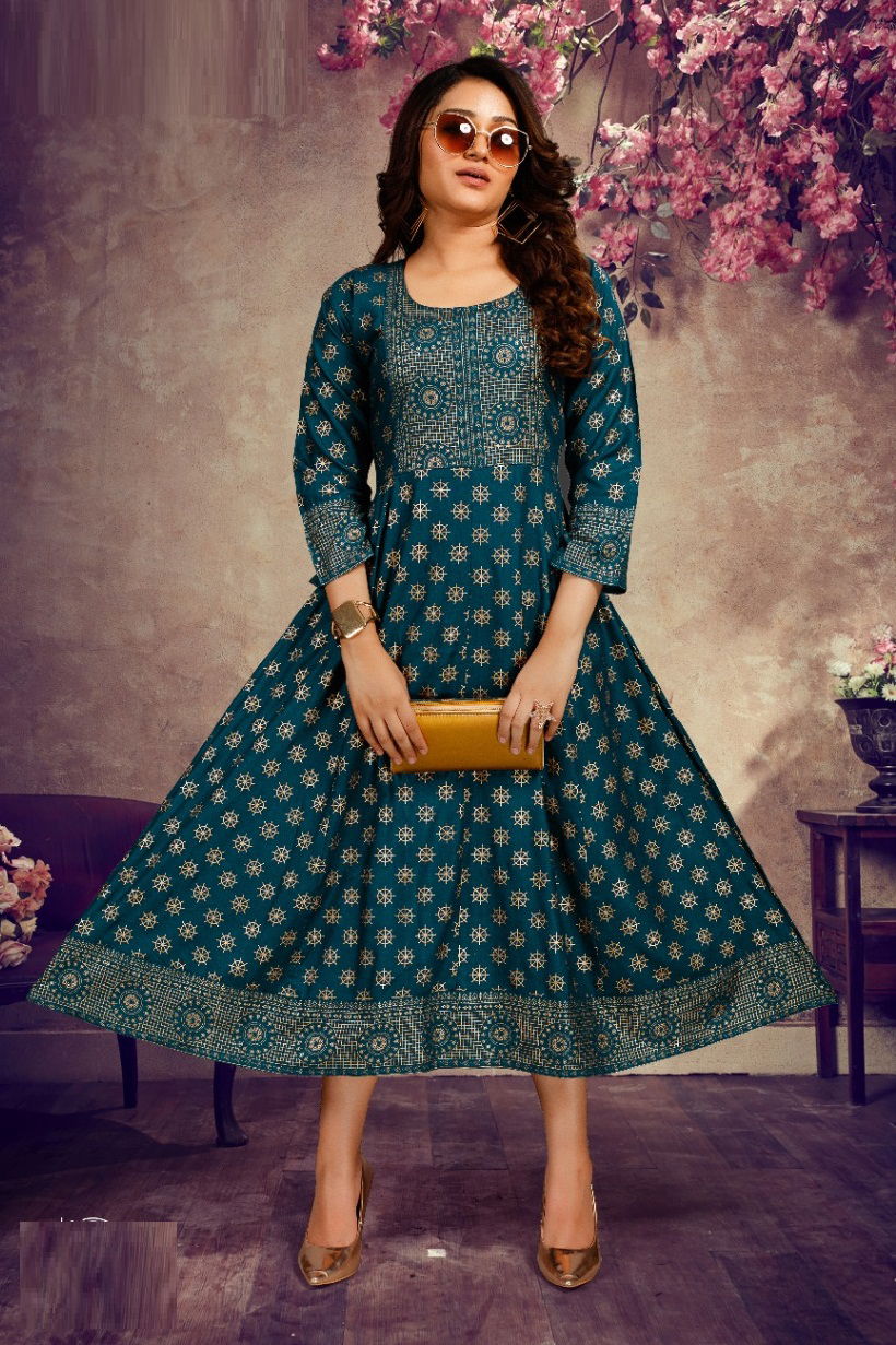 Majisha Nx Kanak 1 Latest Designer Fancy Wear RAyon Anarkali Kurti Collection